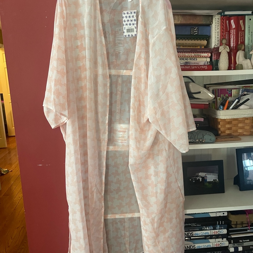 Piphany Pink and White Houndstooth Kimono Tunic